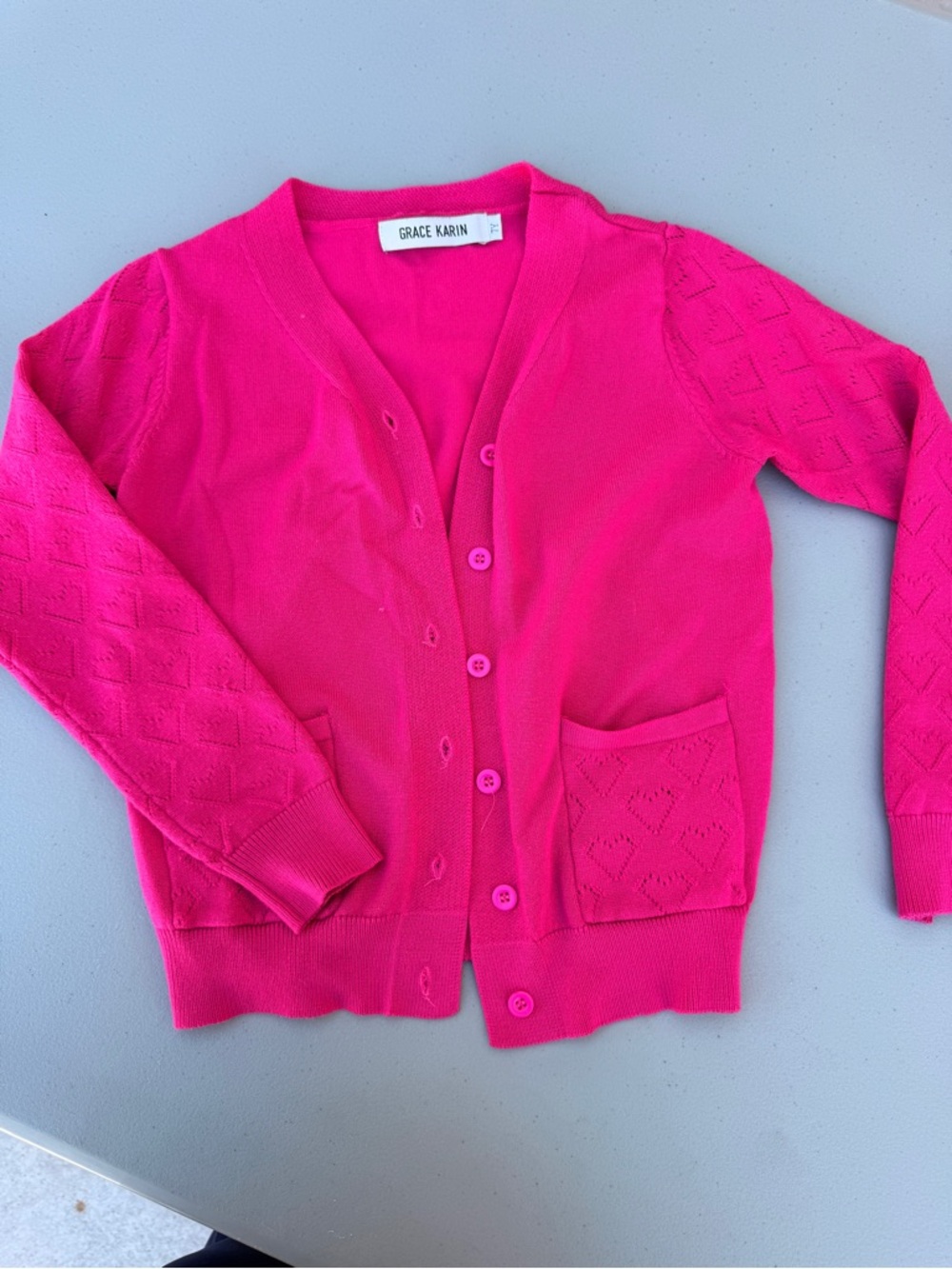 Grace Karin Hot Pink Knit Cardigan